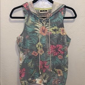 Miss Me Floral Sleeveless Hoodie